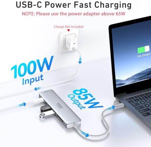 Ultimate 7-in-1 USB C Hub HDMI Adapter for Mac Book Pro & Air – High-Speed 4 K HDMI, Dual USB 3.0, SD/TF Card Reader, and 100 W Power Delivery – Compact and Durable Dongle for Seamless Connectivity with Dell XPS & Lenovo Think Pad