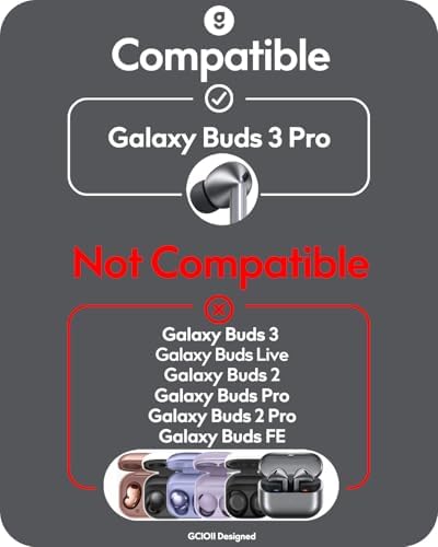 Revolutionize Your Audio Experience with Gcioii Ergonomic Ear Hooks for Samsung Galaxy Buds 3 Pro – Secure Anti-Slip Design with Custom Fit Sizes and Travel Pouch for Unmatched Stability During Workouts and Daily Use