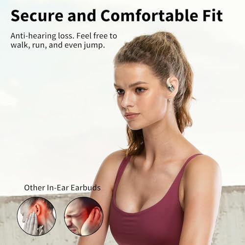 Elevate Your Active Lifestyle with BUGANI Bluetooth 5.2 Open Ear Headphones – Sport-Optimized Wireless Earbuds Offering 32 Hours of Playtime, Rapid Charging, and Waterproof Durability for Enhanced Sound and Environmental Awareness During Running and Cycling