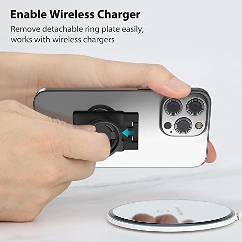 Revolutionize Your Mobile Experience with Monidea 360° Rotating Phone Grip Holder – Wireless Charging Compatible Detachable Ring Kickstand for Secure One-Handed Use, Ideal for i Phone and Samsung – Stylish Black Design for Effortless Navigation and Hands-Free Viewing