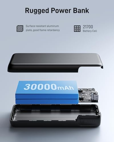 High-Power 100 W Portable Charger – 30000 m Ah Universal Battery Pack with USB-C PD Fast Charging for Laptops, Tablets, and Smartphones – Ideal for Dell, Mac Book, HP, Asus, Lenovo, Steam Deck, Switch, i Phone, Galaxy, and i Pad – Ultimate Travel Companion with Enhanced Efficiency