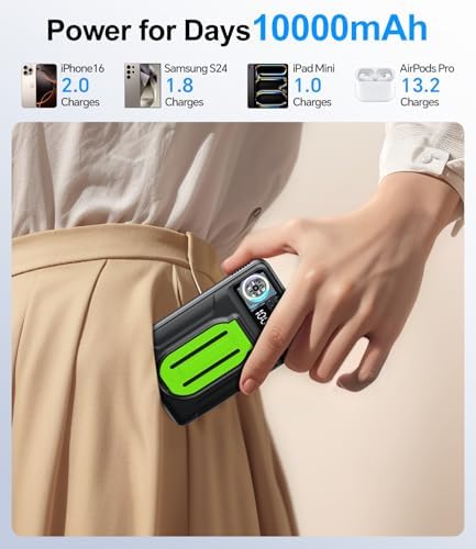 Revolutionary Magnetic Power Bank 10000 m Ah with Active Cooling Fan – Foldable Wireless Charger for i Phone 16/15/14/13/12 Pro/Pro Max/Plus/Mini – High-Speed Charging Solution for Ultimate Portability and Performance