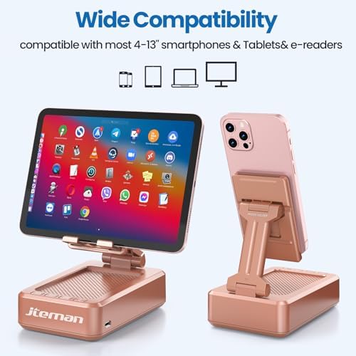Transform Your Multimedia Experience with the JTEMAN Adjustable Tablet Stand Featuring Bluetooth Speakers – Versatile Kitchen Gadget and Perfect Gift for Him or Her – Wireless Charging Station for Phones and Tablets, Enhanced Compatibility for All Devices
