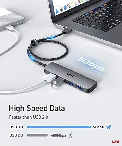 Maximize Your Device Potential with the uni Aluminum USB-C Multiport Adapter – 4 High-Speed Ports for Laptops, Mac Book Pro/Air, i Pad Pro & More, Sleek Design for Effortless Port Expansion and Enhanced Productivity