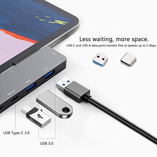 Elevate Your i Pad Pro Experience with Our Versatile 6-in-1 USB C Hub Adapter – Featuring 4 K HDMI, Dual USB 3.0 Ports, 3.5 mm Audio Jack, PD 60 W Charging, and SD/TF Card Slot – Perfect for M2, M1 i Pad Pro 11, 12.9 (2018-2022), i Pad Air, and Mini – Unleash Seamless Connectivity and Effortless Productivity