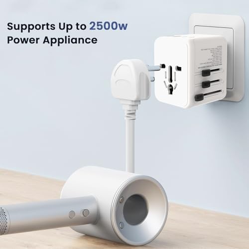 Ultra-Compact Ga N Travel Adapter with 20 W PD Fast Charging | 5-in-1 Universal Power Converter Featuring Dual USB-C & USB-A Ports for Global Compatibility in 200+ Countries – Lightweight & Efficient Travel Solution for Modern Explorers