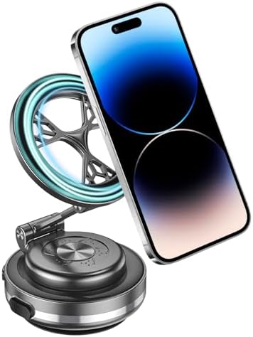 Mag Safe-Compatible 360° Rotating Car Phone Holder – Magnetic Vacuum Mount for i Phone 12-16 – Secure, Adjustable & Stylish Grey Accessory for Safe Driving and Hands-Free Navigation