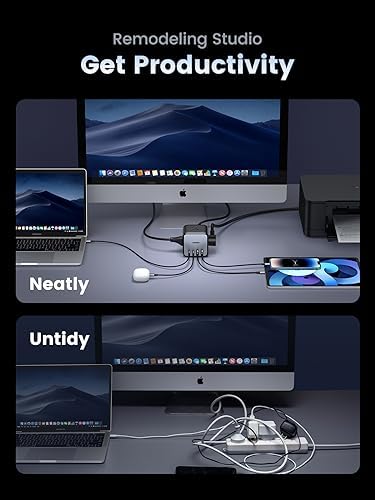 UGREEN 65 W USB-C Charging Station: 7-in-1 Power Hub with Triple AC Outlets, Dual Fast USB-C & USB-A Ports, 6 ft Extension Cord for Seamless Home, Office & Travel Charging – Ultimate Multi-Device Power Solution for Mac Book Pro & i Phone 16 Pro