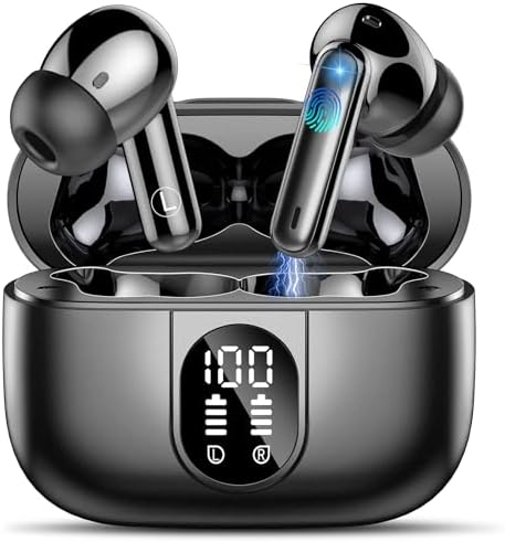 Premium Wireless Earbuds with Bluetooth 5.3 – Hi-Fi Stereo Sound, 40-Hour Playtime, IP7 Waterproof Sports Earphones with LED Battery Display – Perfect for Android & i OS Users – Ultimate Comfort & Durability for Active Lifestyles