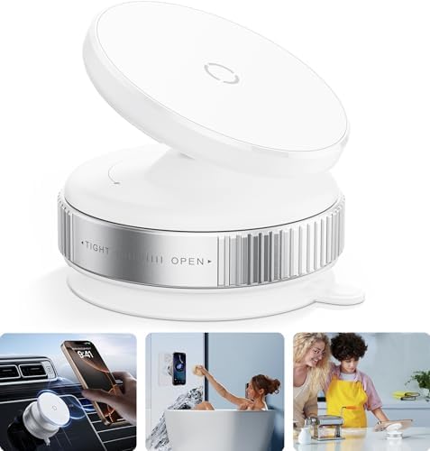 Revolutionary Ultra Vacuum Suction Magnetic Car Phone Holder – 360-Degree Rotation for i Phone 15, 14, 13, 12 & Android – Secure Hands-Free Navigation Accessory in Sleek White Finish for Ultimate Driving Safety and Convenience
