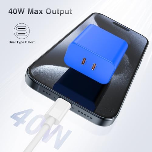 40 W Dual USB-C Fast Charging Block – Ultimate Portable Power Adapter for i Phone, i Pad, Samsung & More – 2-Pack for Effortless Multi-Device Charging – Rapidly Energize Your Gadgets Anywhere