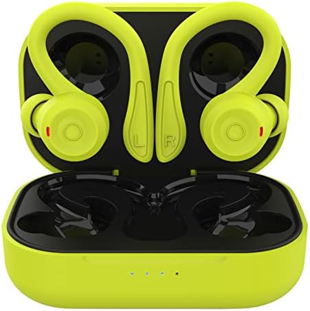 Ultimate Green Wireless Earbuds with Earhooks – Bluetooth 5.1 Noise Cancelling Sports Headphones, Waterproof Design for Secure Fit During Workouts, Compact Earphones for Enhanced Sound Quality and Durability