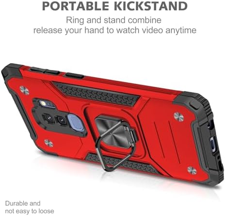 Rugged Military-Grade Shockproof Case for Samsung Galaxy S9 Plus – Red Armor with Built-in Kickstand and Magnetic Car Mount for Ultimate Protection and Style – Perfect for Active Lifestyles