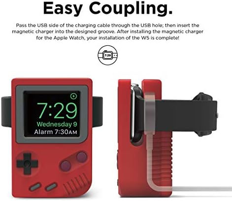 elago W5 Apple Watch Charging Stand – Premium Vintage Dock for i Watch Series 1-10 (38 mm to 46 mm) – Enhanced Stability and Seamless Notification Access for Smartwatch Users – Sleek Minimalist Design for Home and Office