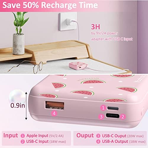 Yoobao 10,000 m Ah Cute Cake Portable Charger – PD 20 W USB-C Power Bank for Fast Charging i Phone 14/13, i Pad, Android & Samsung – Stylish Mini Battery Pack for Girls & Kids Travel – Ultimate Compatibility & Performance