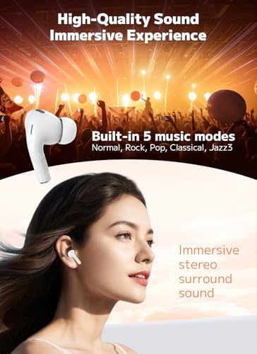 Advanced Bluetooth 5.4 Wireless Earbuds with Active Noise Cancelling (ANC) and Immersive Deep Bass – Uninterrupted 48-Hour Playtime for Ultimate Comfort and Connectivity, Ideal for Workouts, Travel, and Home Entertainment