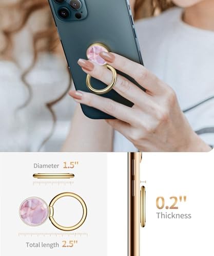 Blue Butterfly Marble Pattern Cell Phone Ring Stand – 360° Rotating Finger Holder for Secure Grip and Versatile Kickstand, Compatible with All Smartphones Including i Phone and Samsung Galaxy, Perfect for Magnetic Car Mounts