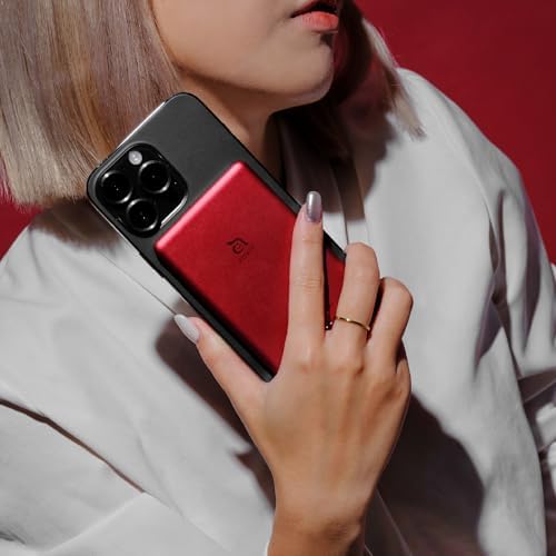 ADAM ELEMENTS Gravity C5 Magnetic Wireless Power Bank – Ultra-Fast Charging for i Phone 12-16 & Air Pods – Sleek Red Design, Effortless Magnetic Alignment, Lightweight & Portable Charging Solution for On-the-Go Users