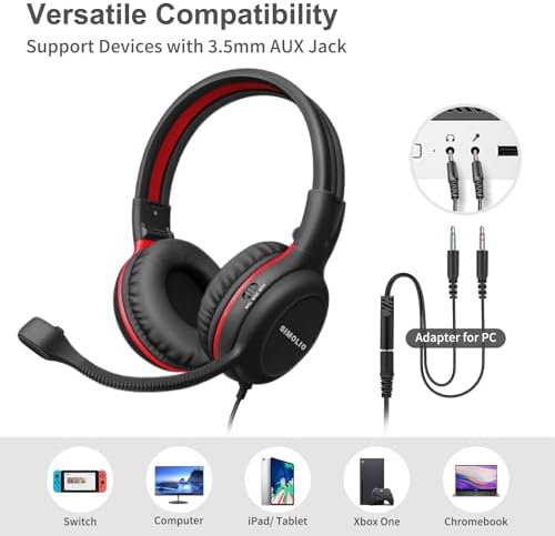 Stylish Pink Kids’ Headphones with Noise-Canceling Boom Mic – Simolio Wired On-Ear Stereo Headset for School, Gaming & Learning – Comfortable, Safe Volume Control & Durable Design for Girls, Teens & Students