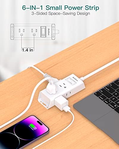 Addtam Ultra Flat Power Strip for Cruise & Travel – 5 ft Extension Cord with 6 Outlets, Compact Design for Dorms & Home Offices – No Surge Protection, Ideal for On-the-Go Charging – Lightweight & Space-Saving Solution