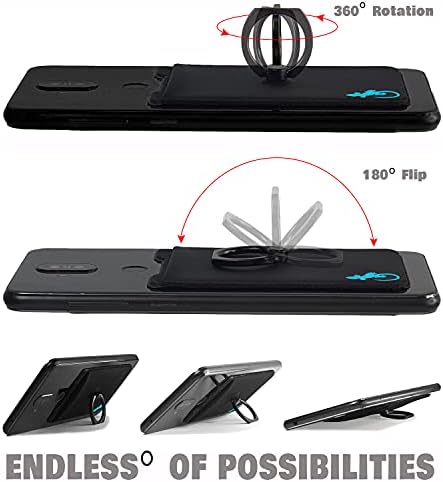 Gecko Universal Phone Ring Wallet – 360° Swivel Grip with Strong Adhesive for Credit Cards and Cash – Enhanced Stability and Comfort for Selfies, Videos, and Everyday Use – Compatible with All Cell Phone Models – Durable, Magnetic Mount Ready – Gray Finish – 90-Day Satisfaction Guarantee