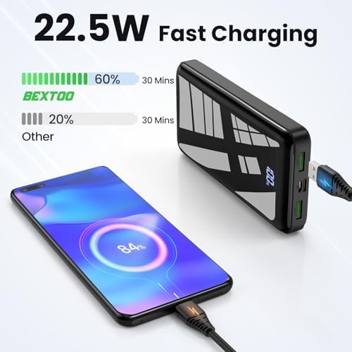 High-Capacity Bextoo 30,000 m Ah Portable Power Bank with LCD Display – Dual Output & Input Ports for Fast Charging Compatible with i Phone, Android, and Tablets – Ultimate Travel Companion for Reliable Energy On-the-Go