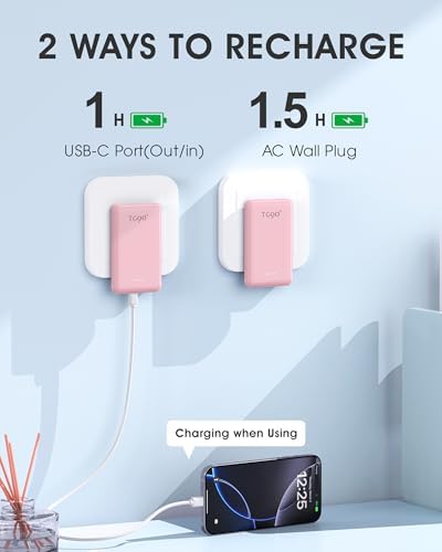 Ultra-Compact TG90° Portable Charger: 5000 m Ah Power Bank with Integrated AC Wall Plug and Triple Output for i Phone and Android Devices – Fast Charging Made Effortless and Convenient