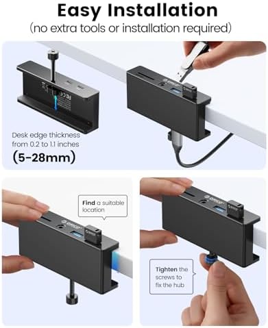 Upgrade Your Digital Experience with the ORICO USB Hub 3.0 – Stylish Aluminum Clamp Adapter Featuring Dual High-Speed USB-A Ports, 3.5 mm AUX for Superior Audio, and SD/TF Card Reader for Effortless Media Transfers, Ideal for Modern Desktops