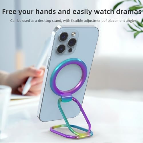 Revolutionary MINDSKY Mag-Safe Phone Grip & Stand for i Phone 12/13/14/15 Series – 360° Dual-Arm Adjustable Kickstand with Superior Magnetic Support – Lightweight, Durable Design for Enhanced Drop Protection – Effortless Hands-Free Use & Easy Wireless Charging Compatibility