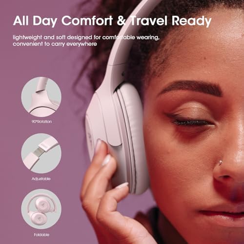 Unleash Your Sound Potential with DOQAUS Over-Ear Bluetooth Headphones – 70-Hour Playtime, Customizable EQ Modes, and Hi-Fi Stereo Sound for Bass Lovers – Perfect for Work, Travel, and Ultimate Comfort with Luxurious Memory Foam Ear Cushions