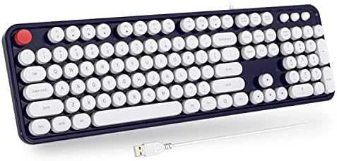 Retro-Inspired Full Size Typewriter Keyboard with Number Pad – Wired USB Keyboards for Windows 7, 8, 10, 11 | Enhance Your Typing Experience with Classic Charm and Modern Efficiency | Perfect for Home and Office Use