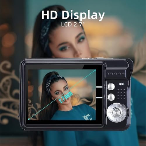 Acuvar 18 MP Digital Camera for Adults & Kids – Compact HD Photography with 2.7″ LCD, Rechargeable Battery, Ideal for Indoor/Outdoor Use & Seamless Sharing – Perfect First Camera for Budding Photographers