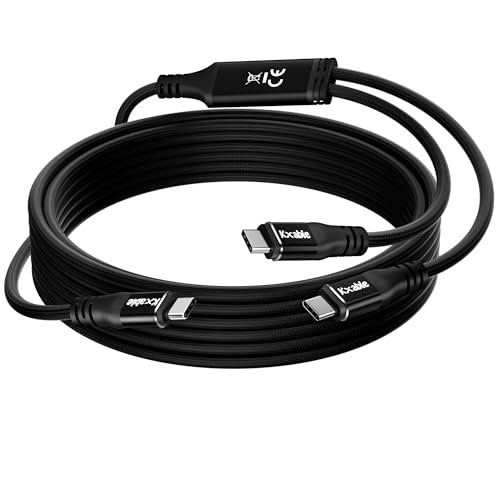 Dual USB-C Fast Charge Cable – 4 FT Nylon Braided 140 W PD Splitter for i Phone 16/15, Mac Book, Galaxy, and More – Ultimate Charging and Data Transfer Solution for Tech Enthusiasts