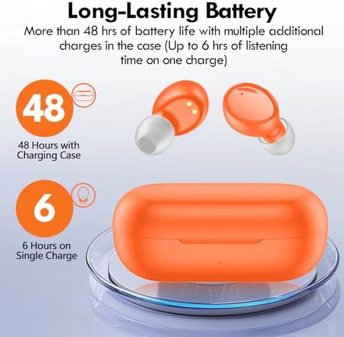 Lanteso Bluetooth 5.3 True Wireless Earbuds – Lightweight Sports Headphones with 48-Hour Playtime, Deep Bass Sound, Built-In Mic for Hands-Free Calls, Stylish Purple Finish for Active Lifestyles – Exceptional Comfort and Immersive Audio Quality