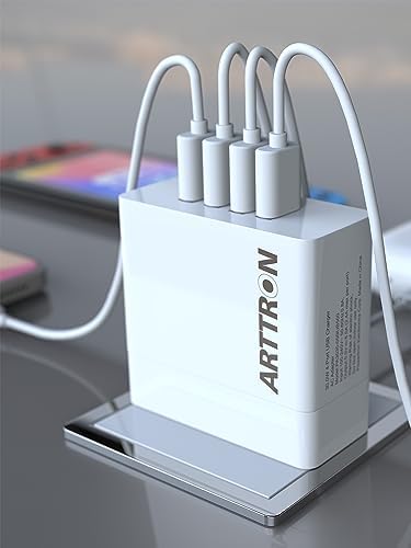 Arttron 40 W 6-Port Foldable USB Wall Charger – Ultimate Fast Charging Adapter for i Phones, i Pads, Tablets & Smartphones – Compact, Multi-Device Power Solution with Safety Features for Home and Office Efficiency