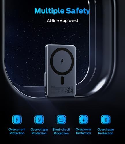 MOVE SPEED 0.35″ Mag Safe Portable Charger – 5000 m Ah Slim Power Bank with 22.5 W Fast Charging & Kickstand for i Phone 16/15/14/13/12 Series in Glacier Gray – Ultimate Charging Solution with Magnetic Attachment for On-the-Go Lifestyle and Enhanced Device Compatibility