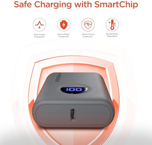 High-Capacity 10,000 m Ah Portable Power Bank with 20 W USB-C PD Fast Charging – Dual-Port Charger for i Phone, Galaxy & More – LED Display for Battery Life Monitoring, Up to 35 Hours Extra Power, Compact Travel Essential for On-the-Go Charging