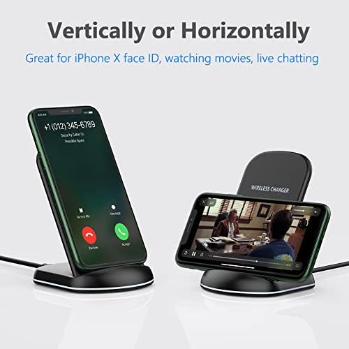 Yootech 10 W Max Wireless Charging Stand – Ultra-Fast Qi-Certified Charger for i Phone 16/15/14/13/SE 2022 & Galaxy S22/S21/S20/S10 – Streamlined Design with Advanced Safety Features for Hassle-Free Charging Experience