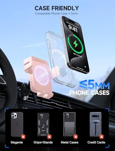 MOKPR Wireless Car Charger, 15W Auto Clamping Car Charger Dash Windshield Air Vent Phone Holder Compatible with iPhone 16 15 14/13/13 Pro/12 pro/12/11/X/8, Samsung S24/S23/S22 – Enhanced Compatibility and Speed