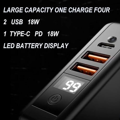 Ultimate 5-in-1 Travel Power Bank with 10,000 m Ah Capacity – Portable Wireless Charger Featuring AC Wall Plug, Built-in Cables, Dual Input Options, and 4 Output Ports for Multi-Device Compatibility – Perfect for Travelers and Adventurers