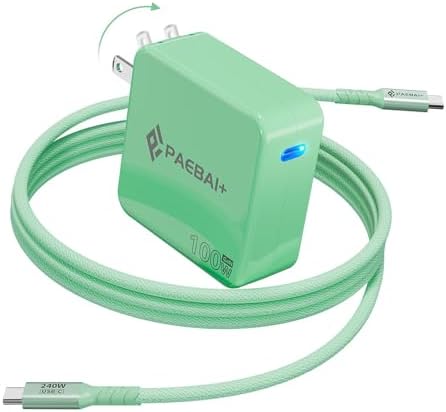 Ultimate PAEBAI+ 100 W USB-C Ga N Fast Charger: Compact, Foldable Wall Adapter for Mac Book Pro, i Phone 15/16, and Diverse USB-C Devices – 6.6 ft Durable Type-C Cable for Rapid Charging – Unmatched Versatility and Safety Features for Efficient On-the-Go Power Solutions