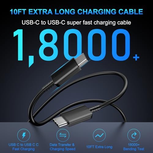 45 W Super Fast USB-C Charger for Samsung Galaxy | Dual Port Fast Charging Block with 10 FT Cable | Ultimate Compatibility for Galaxy S25/S24/S23/S22 Series | Efficient, Reliable, and Travel-Friendly Charging Solution
