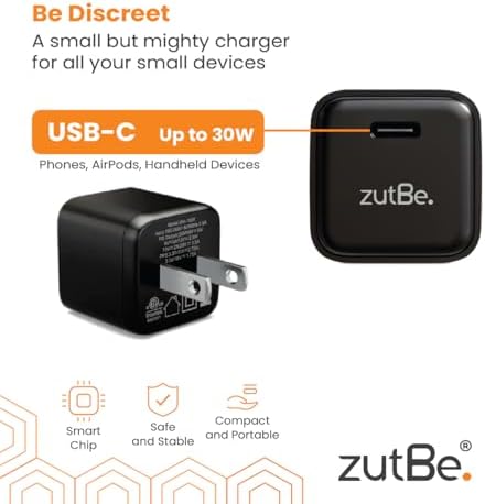 30 W Compact Wall Charger with Fixed Prongs – Fast USB-C Power Delivery Adapter for i Phone 16/15/14/13 Pro, Galaxy, Pixel, i Pad & More – Travel-Ready ETL Certified Charger for Quick Device Charging (Cable Not Included)