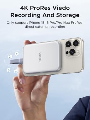 UGREEN Magnetic M.2 NVMe SSD Enclosure for i Phone 15/16 Pro Max – High-Speed 10 Gbps USB-C Adapter with PD 100 W Charging, Versatile Support for 2230/2242/2260/2280 SSDs, Effortless Magnetic Attachment and Durable Design for Enhanced Storage Solutions