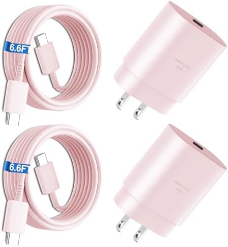 Elevate Your Charging Experience: 25 W USB C Fast Charge Block with 10 Ft Type C Cable for Samsung Galaxy S21-S24 & Note 20 – Optimal Power Delivery for Home and Travel – Exceptional Speed, Enhanced Safety Features, and Ultimate Compatibility for Android Devices