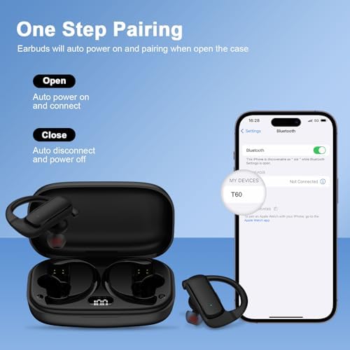 Bluetooth 5.3 Wireless Earbuds for Samsung Galaxy S25/S24/S23/S22 – IPX7 Waterproof Over-Ear Headphones with 90 Hours Playback and Secure Earhooks for Ultimate Comfort and Performance – Perfect for Active Lifestyles and Uninterrupted Sound Quality