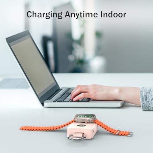 i.VALUX Magnetic Wireless Power Bank for Apple Watch – 4000 m Ah Ultra-Portable Charger with Keychain for Series 10-2 – Fast Charging Solution for Active Lifestyles – Sleek, Lightweight Design for Effortless On-the-Go Charging – Essential Travel Accessory for Apple Watch Users