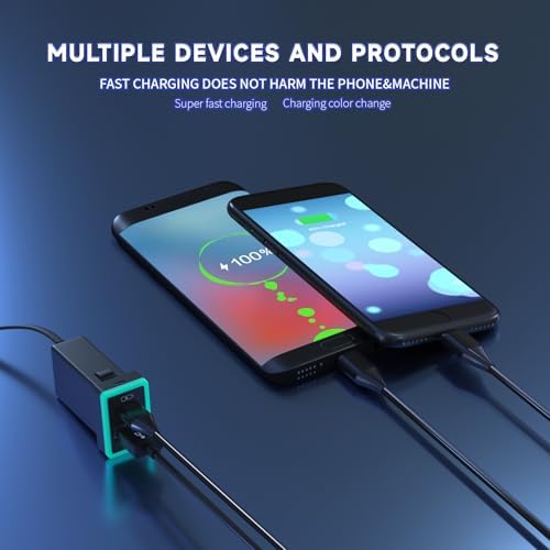 Compact Car Charger for Toyota with PD QC3.0 Fast Charge and LED Light Show – Stylish Ice Blue Type C USB Socket for Rapid Device Charging and Enhanced Compatibility