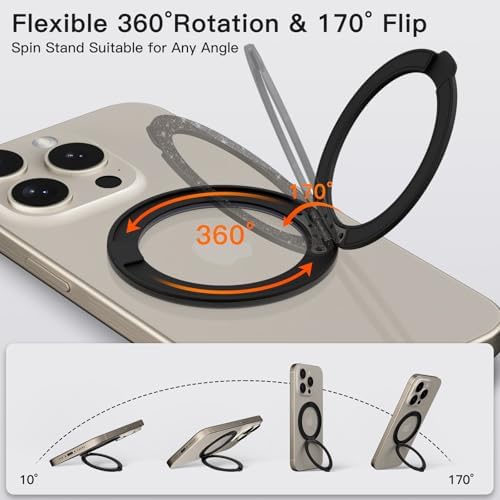 Advanced COOLQO 2-Pack 360° Rotating Phone Grip Ring Stand – Premium Magnetic Holders for Stress Relief & Enhanced Smartphone Stability – Universal Fit for All Devices – Elegant Silver Design for Car & Desk Use