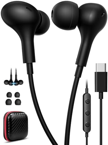 Premium USB Type C Wired Earbuds for i Phone 16 & Samsung Galaxy Devices – Advanced Noise-Canceling In-Ear Headphones with Magnetic Storage for Tangle-Free Use, Exceptional Hi-Fi Stereo Sound for Audiophiles, Enhanced Compatibility with i Pad A16 & Pixel 9 Series – Ultimate Comfort and Crystal-Clear Audio Experience for Music Enthusiasts and Professionals